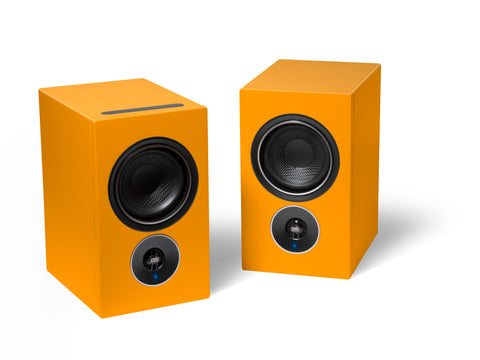 PSB Alpha iQ Speakers (Dutch Orange) - Front View