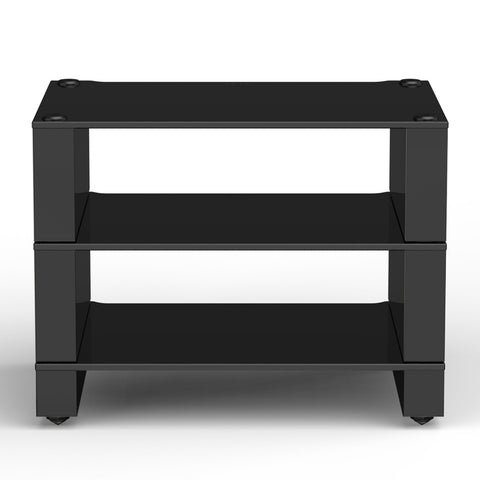 Blok Stax 2G 3-Shelf Collection - High Gloss Black/Black Glass - Front View