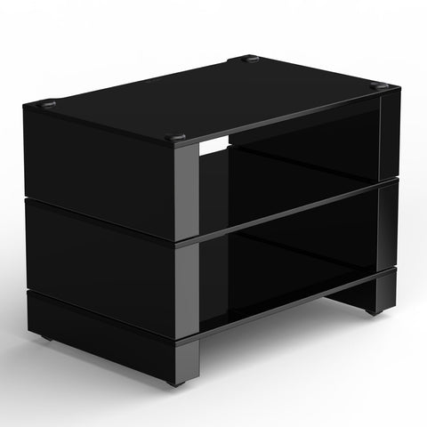 Blok Stax 2G 3-Shelf Collection - High Gloss Black/Black Glass - 3/4 View