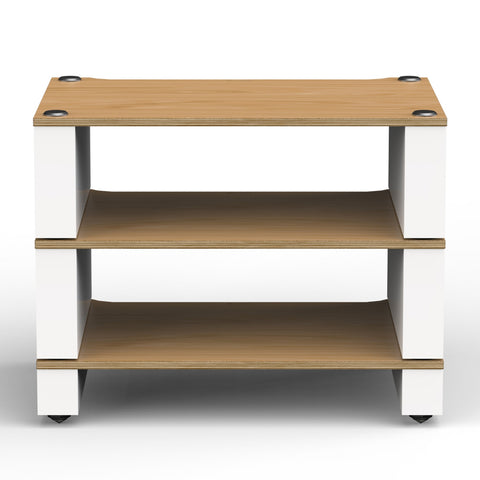 Blok Stax 2G 3-Shelf Collection - Satin White/Natural Ash - Front View
