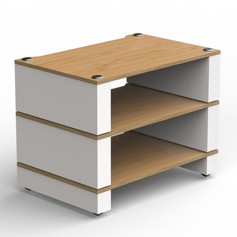 Blok Stax 2G 3-Shelf Collection - Satin White/Natural Ash - 3/4 View