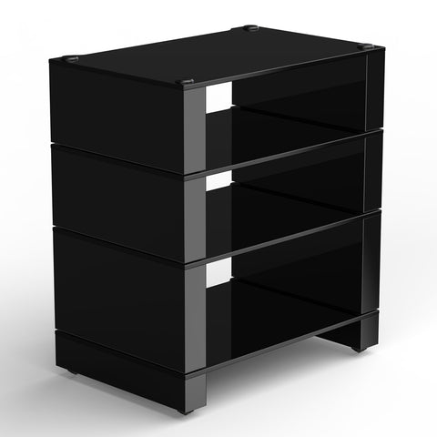 Blok Stax 2G - 4 Shelf Collection - High Gloss Black / Black Glass - 3/4 View