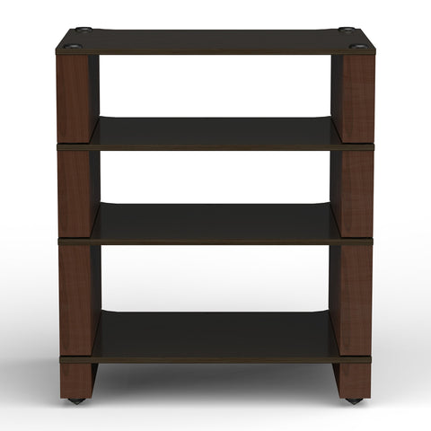 Blok Stax 2G - 4 Shelf Collection - Dark Walnut / Black Ash - Front View