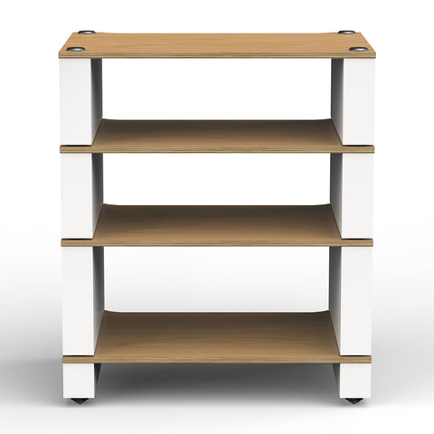 Blok Stax 2G - 4 Shelf Collection - Satin White / Natural White - Front View