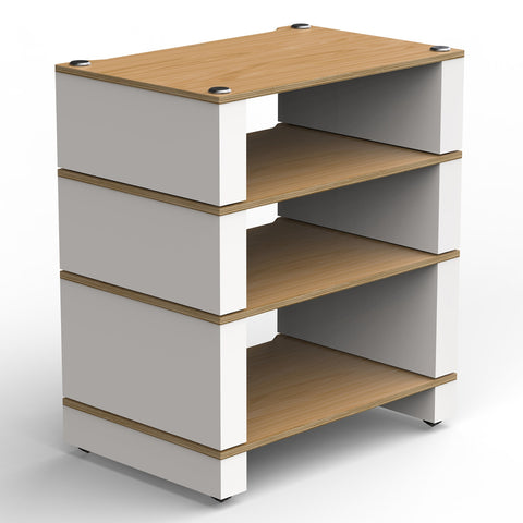 Blok Stax 2G - 4 Shelf Collection - Satin White / Natural Ash - 3/4 View