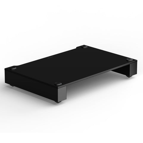 Blok Stax 2G Base Shelf Component - High Gloss Black/Black Glass - 3/4 View