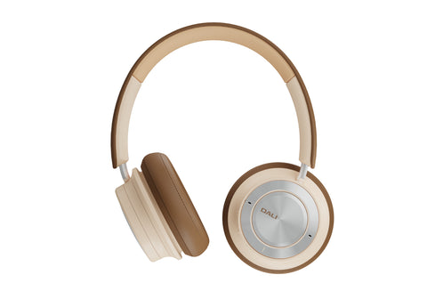 DALI IO-8 Headphones - Caramel White - One Ear Cup Flat, One Ear Cup in Listening Position - Above View