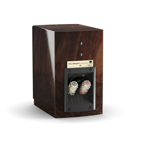 DALI Menuet Special Edition Wild Walnut Bookshelf Speakers - Rear View
