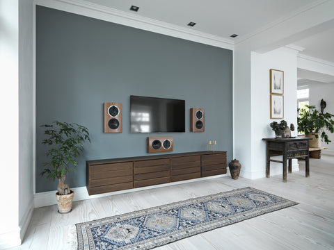 DALI Rubicon LCR Walnut, acting as Left, Center, and Right Channels in a Home Theater