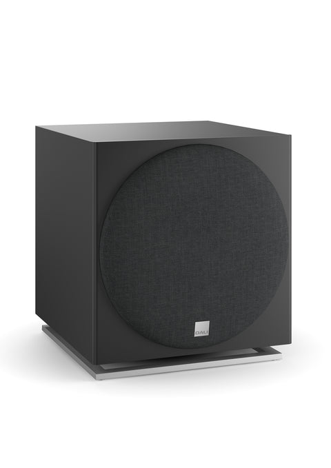 DALI E-12 F Powered 12 Inch Subwoofer - Black with Grille - 3/4 View