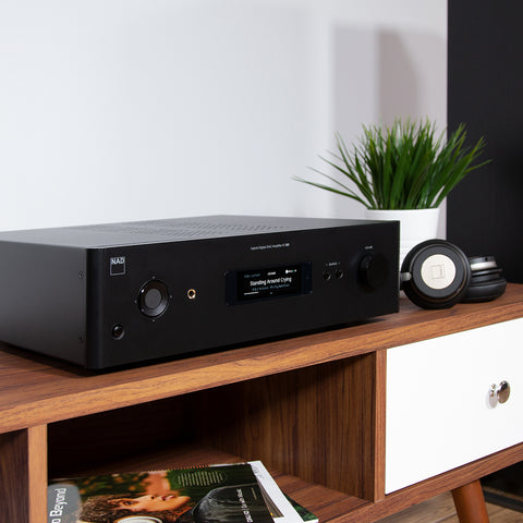 NAD C399 Amplifier on Credenza - close up