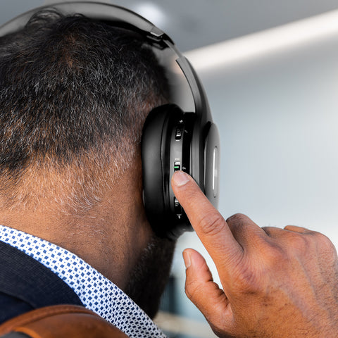 PSB M4U 9 Headphones being worn by a man