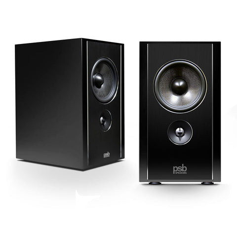 Synchrony B600 Bookshelf Speakers (Black) without Grilles - Front View