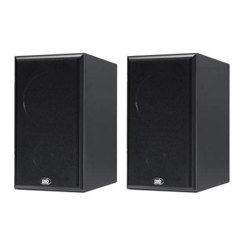 Imagine B50 Bookshelf Speakers (Black) - with Grilles - Front View