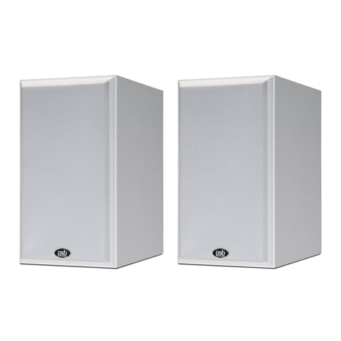 Imagine B50 Bookshelf Speakers (White) - with Grilles - Front View