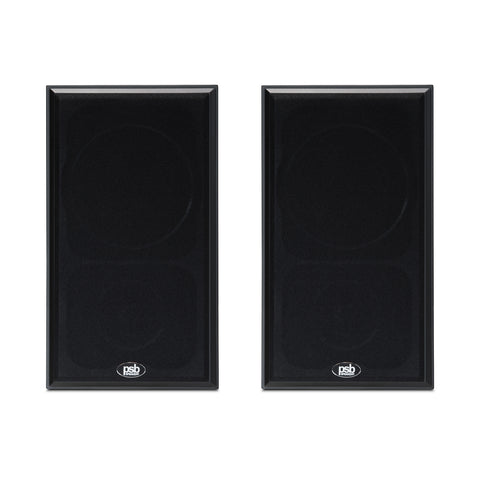 Imagine B50 Bookshelf Speakers (Black) - with Grilles - Front View