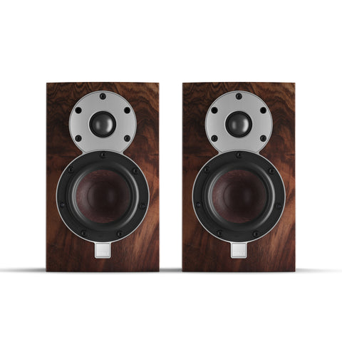 DALI Menuet Special Edition Wild Walnut Bookshelf Speakers without Grilles - Front View