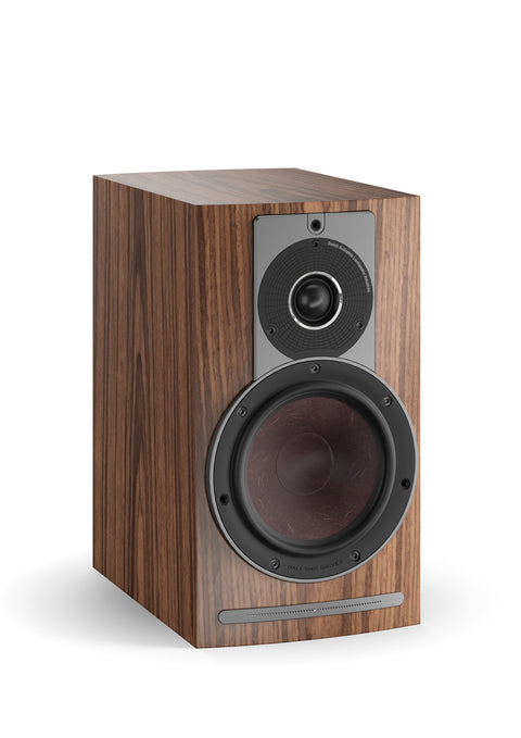 DALI Rubicon 2C Walnut without grille - front 3/4 view