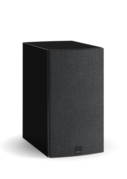 DALI Rubikore 2 High Gloss Black with grille - 3/4 Front View