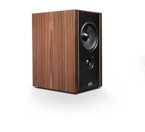 Synchrony B600 Bookshelf Speakers (Satin Walnut) without Grilles - 3/4 View